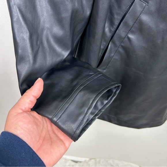 BP. Vegan Leather Shacket button front long length black size: XL - Picture 5 of 7